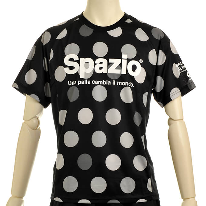 スパッツィオ ドット柄人気のプラシャツ 黒×グレー