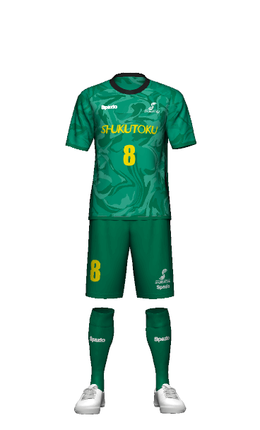 淑徳大学サッカー部 GK AWAY 半袖ユニフォームの3Dシミュレーション画像