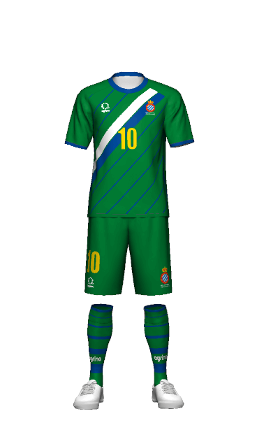 RCDエスパニョールU-15 GK AWAY 半袖ユニフォームの3Dシミュレーション画像