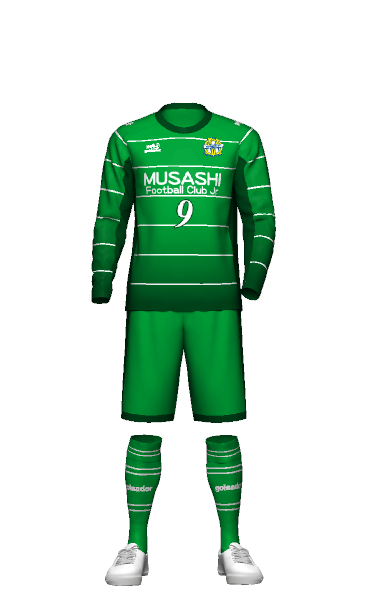 MUSASHI FC GK AWAY 半袖ユニフォームの3Dシミュレーション画像