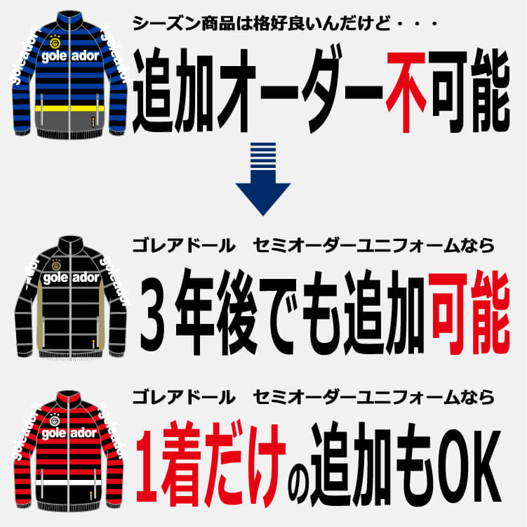 半永久的に追加注文が1着から可能