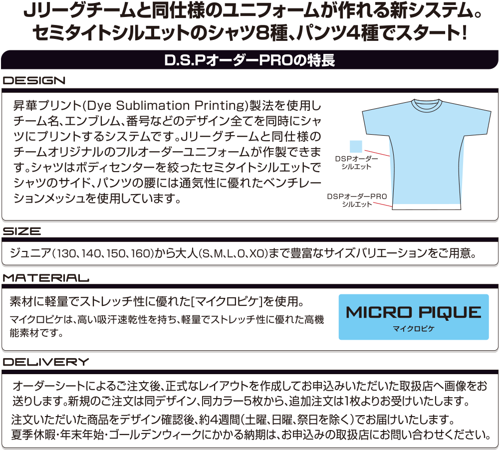 Jリーグのチームと同じ仕様でオリジナルフル昇華ユニフォーム