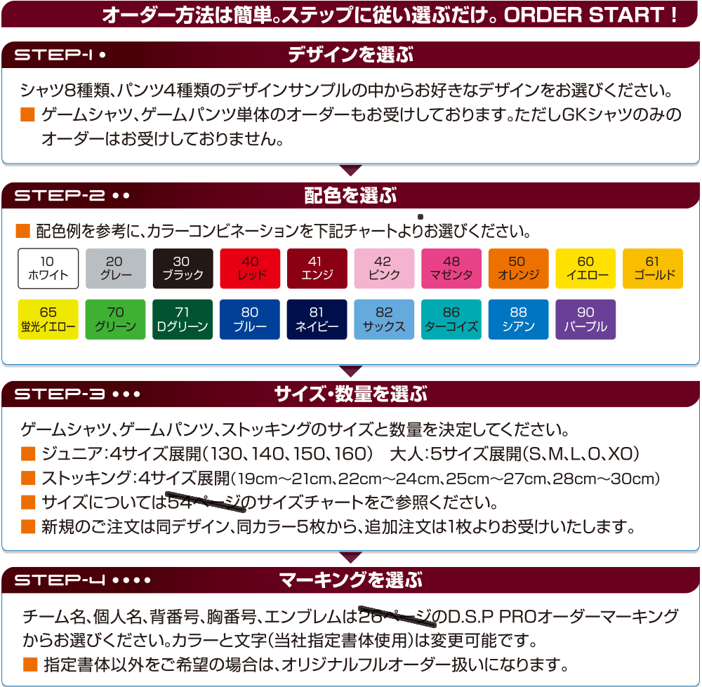 ペナルティユニフォームのオーダー方法